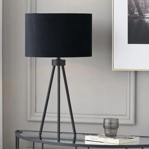 Ruma Matte Black Velvet Tripod Steel Table Lamp - Table Lamp Ruma Matte Black Velvet Tripod Steel Table Lamp - Table Lamp