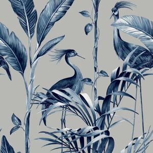 Belgravia Decor Azzurra Leaf Navy Silver Wallpaper - Wallpaper Belgravia Decor Azzurra Leaf Navy Silver Wallpaper - Wallpaper