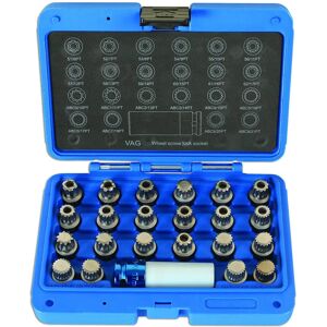 Juego de llaves para tuercas de rueda con bloqueo Laser Tools 23 piezas - VW 6275 Juego de llaves para tuercas de rueda con bloqueo Laser Tools 23 piezas - VW 6275