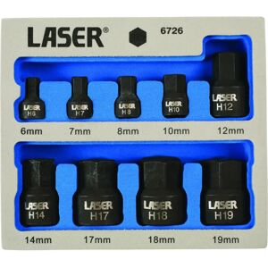 Laser Tools 6726 Hatszögletű bitfej készlet - Argento - Alacsony profil Laser Tools 6726 Hatszögletű bitfej készlet - Argento - Alacsony profil