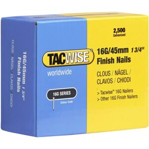 Tacwise 0297 Clous de finition 16G - 45mm - Galvanisé - Pour finition bois Tacwise 0297 Clous de finition 16G - 45mm - Galvanisé - Pour finition bois