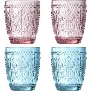 Premier Housewares Set of 4 Glass Tumblers - Pink & Blue Premier Housewares Set of 4 Glass Tumblers - Pink & Blue