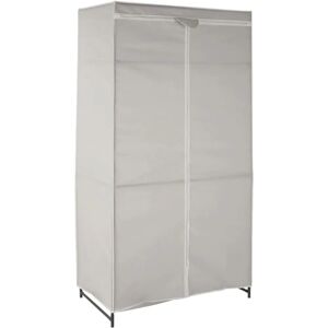 Premier Housewares Grey and White Fabric Wardrobe with Shelf - Wardrobe Premier Housewares Grey and White Fabric Wardrobe with Shelf - Wardrobe