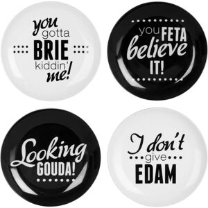 Premier Housewares Black & White Cheese Plates - Cheese Slogans Premier Housewares Black & White Cheese Plates - Cheese Slogans