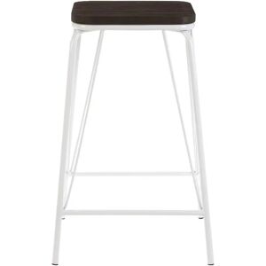 Premier Housewares White Metal and Elm Wood Stool - Large Square Stool - Accent Wooden Bar Stool for Home Bar Premier Housewares White Metal and Elm Wood Stool - Large Square Stool - Accent Wooden Bar Stool for Home Bar