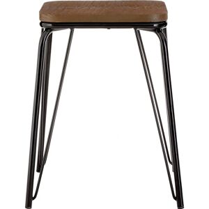 Premier Housewares Black Metal and Elm Wood Stool - Small Square Stool - Home Premier Housewares Black Metal and Elm Wood Stool - Small Square Stool - Home