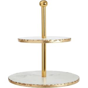 Premier Housewares 2 Tier White Marble / Gold Finish Cake Stand - Cake Stand Premier Housewares 2 Tier White Marble / Gold Finish Cake Stand - Cake Stand