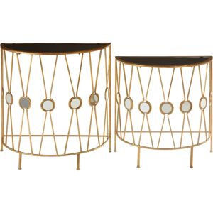 Premier Housewares Gold Black Half Moon Console Tables Set of 2 Premier Housewares Gold Black Half Moon Console Tables Set of 2