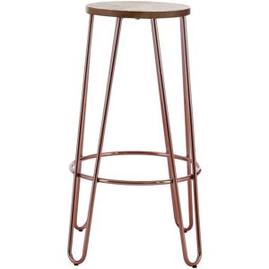 Premier Housewares Rose Gold Hairpin Bar Stool - Sturdy Metal and Elm Wood Premier Housewares Rose Gold Hairpin Bar Stool - Sturdy Metal and Elm Wood