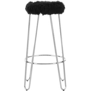 Premier Housewares Chrome Metal Faux Fur Bar Stool - Kitchen Counter Premier Housewares Chrome Metal Faux Fur Bar Stool - Kitchen Counter