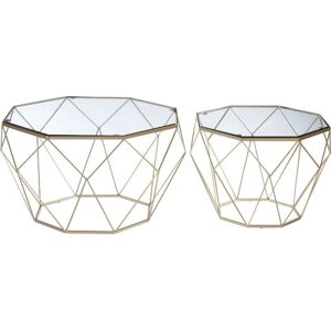 Premier Housewares Geometric Set Of 2 Clear Glass Tables - Side Tables Premier Housewares Geometric Set Of 2 Clear Glass Tables - Side Tables