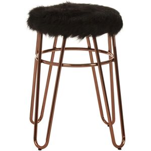 Premier Housewares Rose Gold Metal and Black Faux Fur Stool - Small Hairpin Round Stool Premier Housewares Rose Gold Metal and Black Faux Fur Stool - Small Hairpin Round Stool