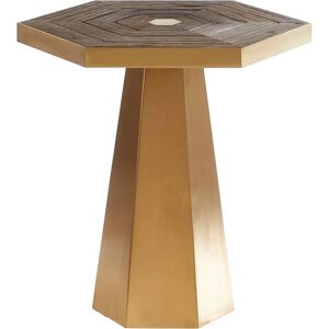 Gaia Hexagon End Table - Elm Top, Brushed Gold Finish - End Table Gaia Hexagon End Table - Elm Top, Brushed Gold Finish - End Table