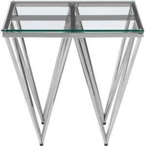 St Lucia End Table - Silver Finish Stainless Steel Tempered Glass St Lucia End Table - Silver Finish Stainless Steel Tempered Glass