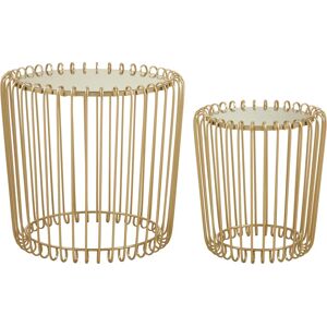 Premier Housewares Gold Mirror Top Wireframe Side Tables - Side Tables Premier Housewares Gold Mirror Top Wireframe Side Tables - Side Tables