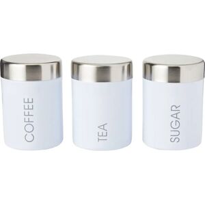 Premier Housewares White Enamel Canister Set - Tea Coffee Sugar Premier Housewares White Enamel Canister Set - Tea Coffee Sugar