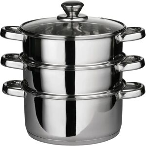 Premier Housewares Stainless Steel Steamer - 3-Tier, Glass Lid, 6 Handles Premier Housewares Stainless Steel Steamer - 3-Tier, Glass Lid, 6 Handles