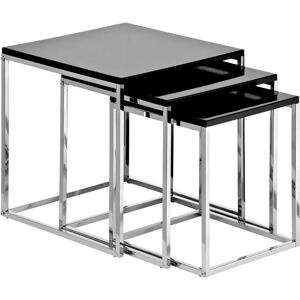 Premier Housewares Black Nest of 3 Tables - Side Tables Premier Housewares Black Nest of 3 Tables - Side Tables