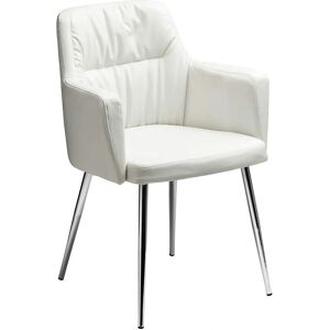 Premier Housewares White Leather Effect Chair with Chrome Legs - Chair Premier Housewares White Leather Effect Chair with Chrome Legs - Chair