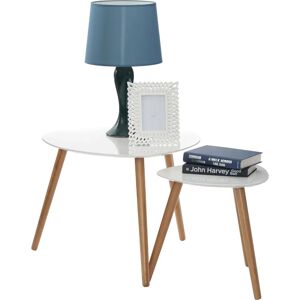 Premier Housewares Triangular Nest of 2 Tables - Nest of Tables White High Gloss Premier Housewares Triangular Nest of 2 Tables - Nest of Tables White High Gloss