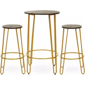 Premier Housewares Set of 3 Gold Frame Bar Stool Set - Stool for Kitchen Counter Premier Housewares Set of 3 Gold Frame Bar Stool Set - Stool for Kitchen Counter
