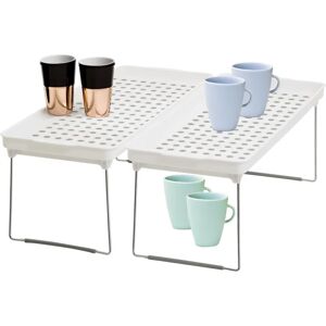 Premier Housewares Adjustable White And Grey Cabinet Racks - Cabinet Racks Premier Housewares Adjustable White And Grey Cabinet Racks - Cabinet Racks