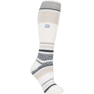Heat Holders Womens Long Knee High Striped Ski Socks - Cream - UK 4-6.5 Heat Holders Womens Long Knee High Striped Ski Socks - Cream - UK 4-6.5