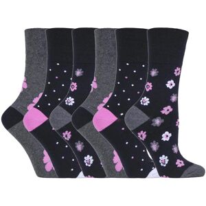 Gentle Grip Womens - 6 Pairs Ladies Non Elastic Socks - Black Cotton - Size Uk 4-8 - Socks Gentle Grip Womens - 6 Pairs Ladies Non Elastic Socks - Black Cotton - Size Uk 4-8 - Socks