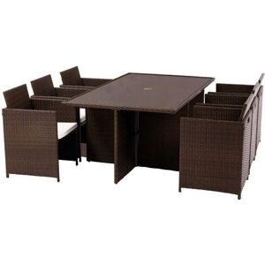 Royalcraft Nevada 6 Seater Cube Dining Set - Brown - Dining Set Royalcraft Nevada 6 Seater Cube Dining Set - Brown - Dining Set