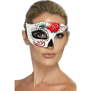 Masque Mi-Visage Blanc Jour des Morts - Accessoire Déguisement Adulte - Publicité Masque Mi-Visage Blanc Jour des Morts - Accessoire Déguisement Adulte - Publicité