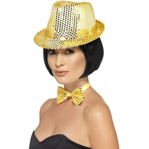 Smiffys Unisex Sequin Trilby Hat - Gold - Hat for Fancy Dress Smiffys Unisex Sequin Trilby Hat - Gold - Hat for Fancy Dress