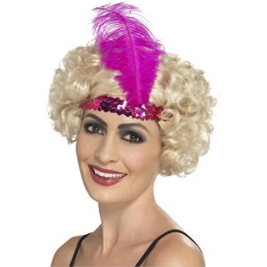 Serre-tête rose avec plume - Accessoire de déguisement - Publicité Serre-tête rose avec plume - Accessoire de déguisement - Publicité