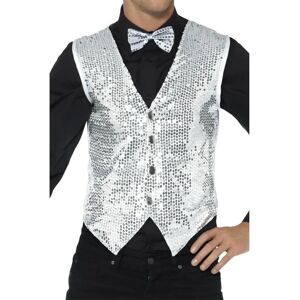 Smiffys Silver Sequin Waistcoat - Adult Costume Accessory Smiffys Silver Sequin Waistcoat - Adult Costume Accessory