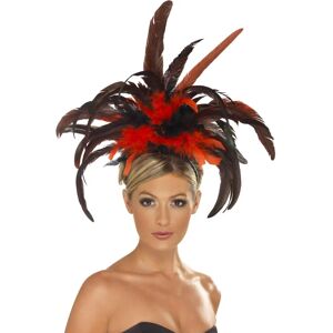 Smiffys Black Red Burlesque Headband with Feathers - Adult Fancy Dress Smiffys Black Red Burlesque Headband with Feathers - Adult Fancy Dress
