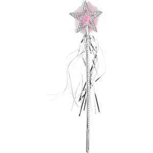 Smiffys Silver Star Wand Fairy Tale Costume Accessory - Wand, Silver, Marabou and Tinsel Smiffys Silver Star Wand Fairy Tale Costume Accessory - Wand, Silver, Marabou and Tinsel