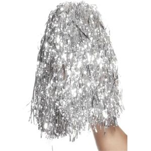 Smiffys Silver Metallic Poms - Cheerleader Costume Accessory Smiffys Silver Metallic Poms - Cheerleader Costume Accessory