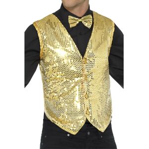 Smiffys Gold Sequin Waistcoat XL - Fancy Dress Waistcoat for Adults Smiffys Gold Sequin Waistcoat XL - Fancy Dress Waistcoat for Adults