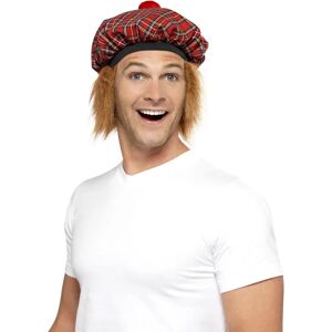 Smiffys Red Tartan Scottish Hat With Hair - Adult Fancy Dress Accessory Smiffys Red Tartan Scottish Hat With Hair - Adult Fancy Dress Accessory