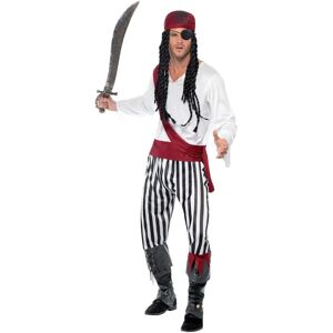 Smiffys Pirate Costume - Adult Fancy Dress - White/Black/Red Smiffys Pirate Costume - Adult Fancy Dress - White/Black/Red