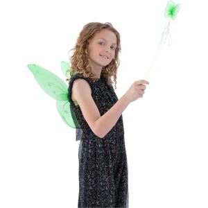 Smiffys Green Butterfly Wings & Wand - Girls Fancy Dress Accessory Smiffys Green Butterfly Wings & Wand - Girls Fancy Dress Accessory