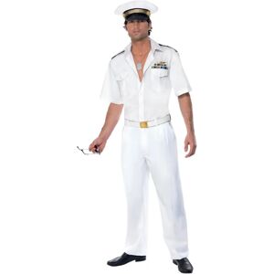 Smiffys Top Gun Captain Costume - White, Shirt, Trousers & Hat Smiffys Top Gun Captain Costume - White, Shirt, Trousers & Hat