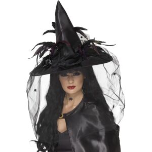 Smiffys Deluxe Witch Hat - Black - Halloween Fancy Dress Accessory Smiffys Deluxe Witch Hat - Black - Halloween Fancy Dress Accessory