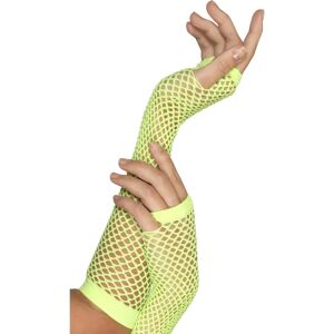 Smiffys Neon Green Fishnet Gloves - 80s Fancy Dress - Adult Smiffys Neon Green Fishnet Gloves - 80s Fancy Dress - Adult