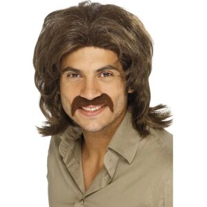 Smiffys Brown 70s Retro Wig - Short Black Straight Newsreader - Car Salesman Smiffys Brown 70s Retro Wig - Short Black Straight Newsreader - Car Salesman