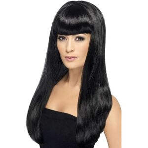 Smiffys Black Long Straight Wig with Fringe - Fancy Dress Accessory Smiffys Black Long Straight Wig with Fringe - Fancy Dress Accessory