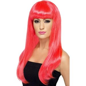 Smiffys Babelicious Wig Neon Pink - Long Straight with Fringe - Fancy Dress Accessory Smiffys Babelicious Wig Neon Pink - Long Straight with Fringe - Fancy Dress Accessory