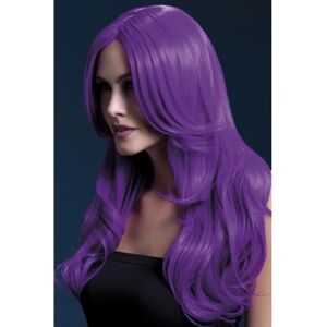 Smiffys Neon Purple Khloe Wig - Long Wave 66cm - Fancy Dress Smiffys Neon Purple Khloe Wig - Long Wave 66cm - Fancy Dress