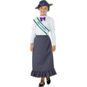 Smiffys Victorian Suffragette Costume - Girls Fancy Dress - Small/Medium Grey Smiffys Victorian Suffragette Costume - Girls Fancy Dress - Small/Medium Grey