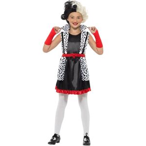 Disfraz de la Pequeña Dama Malvada de Cruella Deville - Disfraz para niñas - Blanco/Negro Disfraz de la Pequeña Dama Malvada de Cruella Deville - Disfraz para niñas - Blanco/Negro