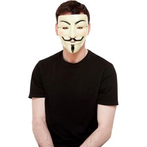 Maschera Guy Fawkes di Smiffys - Bianca, Cinturino Elastico Maschera Guy Fawkes di Smiffys - Bianca, Cinturino Elastico
